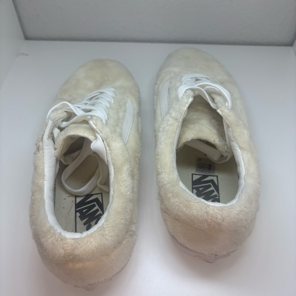 Vans Old Skool Sherpa Faux Fur Rare White Cream Sneakers - Picture 4 of 7